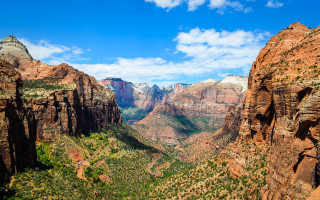 Canyon scenic view mountains blue - ultra wide angle free wallpaper