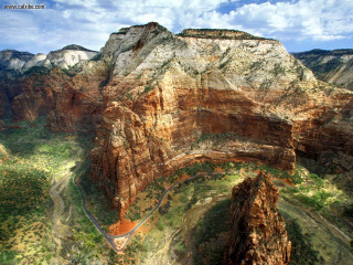 Canyon bridge mountains clouds landscape - scenic free wallpaper