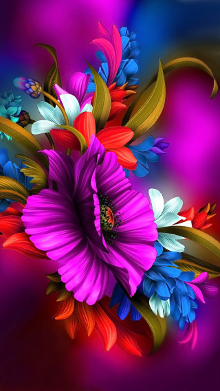 Colorful purple flower blue rose - vivid free wallpaper