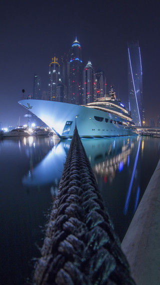 Boat docked harbor night city - night time free wallpaper