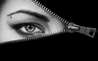 Woman eye zipper illusion black - inside free wallpaper