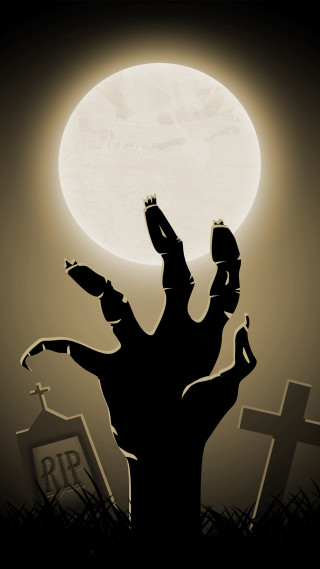 Creepy zombie hand grave full - free halloween wallpaper