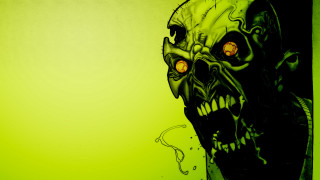 Creepy face cigarette green background - a drawing free wallpaper