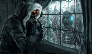 Man gas mask creepy creature - a man in a gas mask free wallpaper
