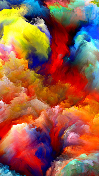 Colorful painting clouds sky black 2 - a white border free wallpaper