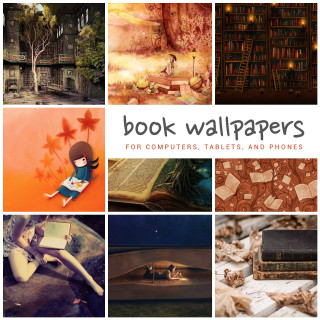 Book wallpapers collage girl reading - aestheticism free wallpaper