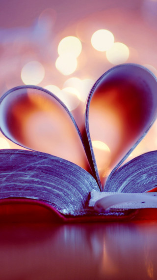 Book heart pages table lights - page free wallpaper