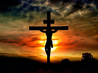 Cross person sunset clouds tree - it in front free wallpaper