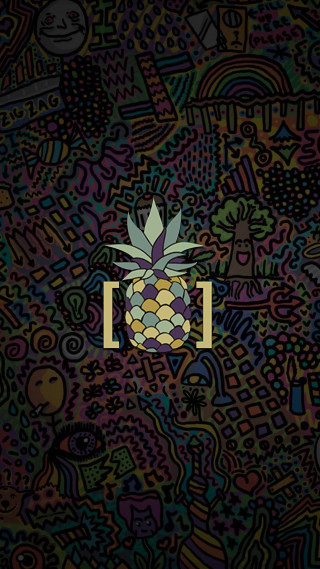 Colorful pineapple yellow frame pattern - an album cover free wallpaper