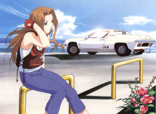 Girl sitting rail car flower - a flower free wallpaper