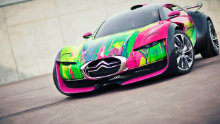 Colorful car parked street concrete - matte finish free wallpaper