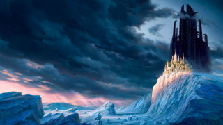 Castle mountain sky clouds fantasy - christophe vacher free wallpaper