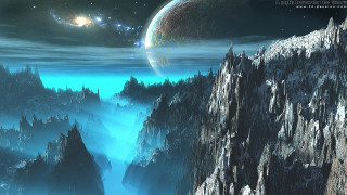 Mountain landscape star sky distant - a distant planet in the distance free wallpaper
