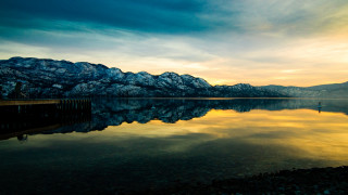 Lake mountains person dock bird - bela čikoš sesija free wallpaper
