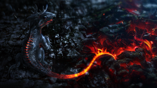 Dragon flames rain rock tail - cedric peyravernay free wallpaper