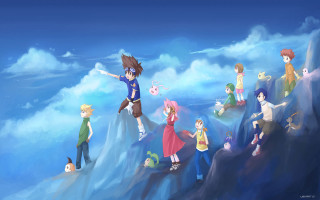 Mountain top group people clouds - top of a mountain free wallpaper