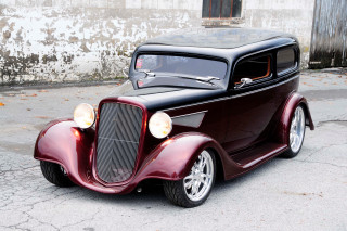 Classic car parked road building 2 - the side of the road in front free wallpaper