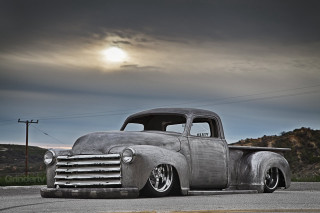 Truck street sky sun clouds - matte finish free wallpaper