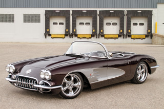Classic car garage three doors - a black top free wallpaper