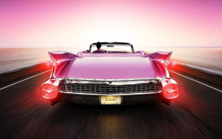 Pink car hood up lights - ektachrome photograph free wallpaper