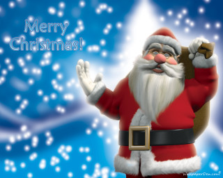 Cartoon santa waving merry christmas - merry free wallpaper