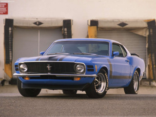 Blue mustang car garage door - a black stripe free wallpaper