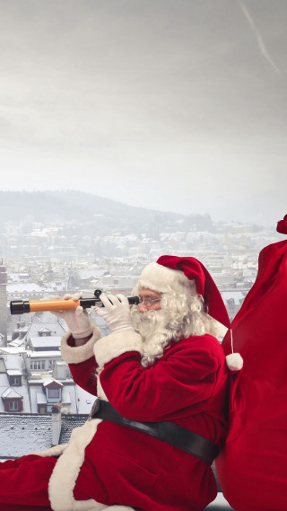 Santa claus telescope city skyline - viennese actionism free wallpaper
