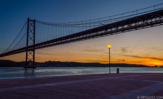 Bridge sunset water streetlight silhouette - sunset time free wallpaper