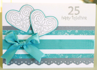 Card two hearts bow front - mail art free wallpaper
