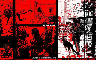 Red black poster man dog - underground free wallpaper