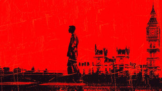 Man walking bridge red sky - a bridge in front free wallpaper