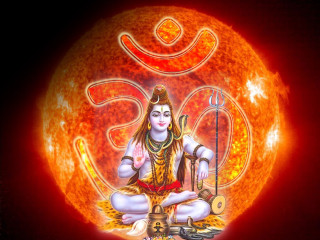God sitting sun halo neck - a painting of a god free wallpaper