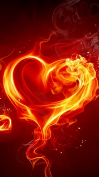 Heart fire black red swirl 2 - red free wallpaper