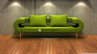 Green couch wooden floor lit - the wall free wallpaper