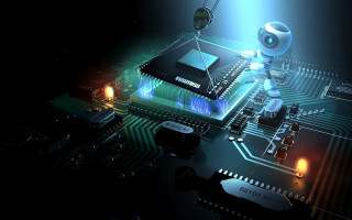 Robot circuit board light shining 3 - beeple free wallpaper
