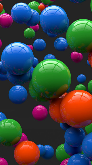 Floating balls black background red - generative art free wallpaper