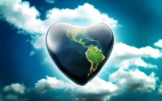 Heart shaped earth sky clouds 2 - earth free wallpaper