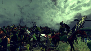 Men horses field storm clouds - dramatic cinematic lighting free wallpaper