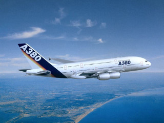Large passenger jet flying blue 5 - matte painting free wallpaper