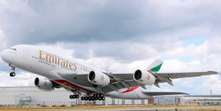 Jetliner taking off cloudy sky - an airport runway free wallpaper