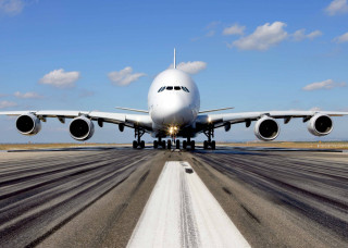 Large jetliner airport runway strip - andries stock free wallpaper