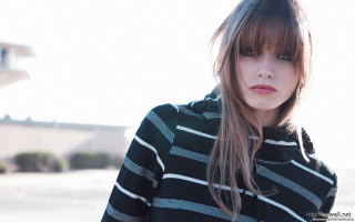 Woman long hair striped shirt 5 - christabel dennison free wallpaper