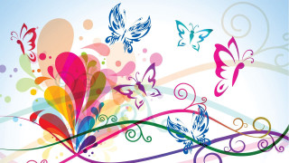 Colorful background butterflies swirls side 2 - rich vivid color free wallpaper