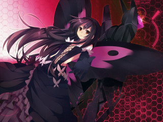 Woman black outfit pink object 2 - a pink object free wallpaper