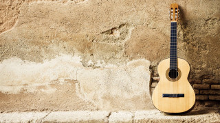 Guitar stone wall brick background - solo free wallpaper