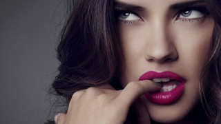 Woman red lipstick hand on - seductive free wallpaper