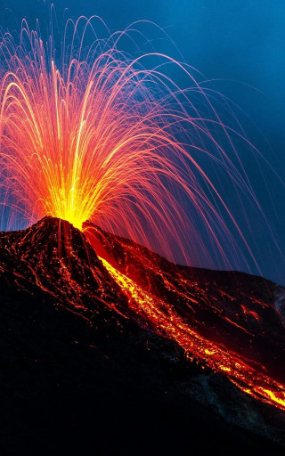 Volcano firework red yellow dark - free new year wallpaper