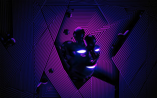 Robot glowing eyes purple background - a black outline free wallpaper