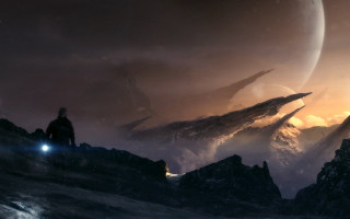 Man alien mountain space setting - chris cold free wallpaper