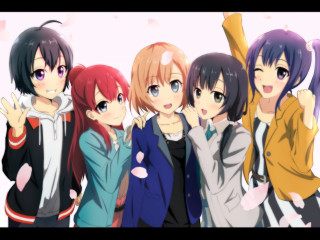 Girls hands up pointing camera - a group of girls free wallpaper